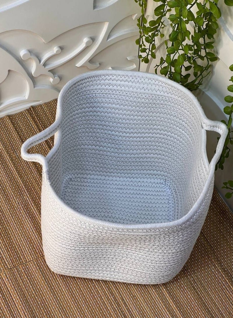 A very high quality, woven linen basket. The basket is multi-purpose for the bathroom, dressing table, closet, kitchen, and children's rooms. Its use is unlimited for towels, detergents, showers, shampoos, and also for small toys. A very nice organizer for shawls and shelves. You can also put plants in it. Its size is shown in the pictures. Imported, in various colors. - Image 5
